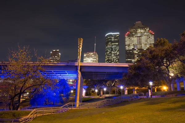 Paisaje nocturno del centro de Houston por la noche o puesta de sol —  Fotos de Stock