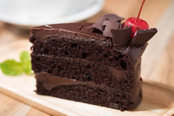 Close-up of chocolate cake slice — Stock Photo, Image