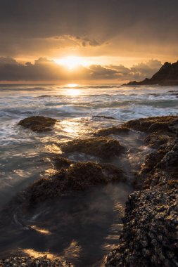 Sahilde güzel bir gün batımı 