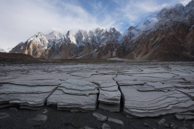 Passu Cones or Passu Cathedral Mountain in Karakoram range, Gilg clipart