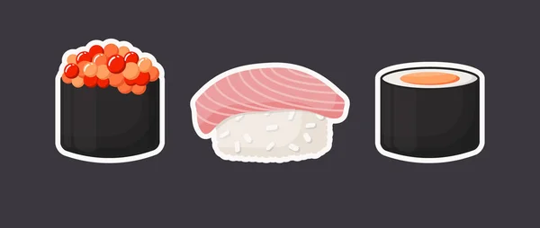 Sushi Symbole Flachvektorset — Stockvektor
