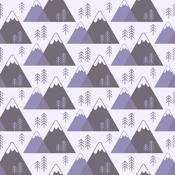 Modèle vectoriel sans couture avec des montagnes et des arbres — Image vectorielle