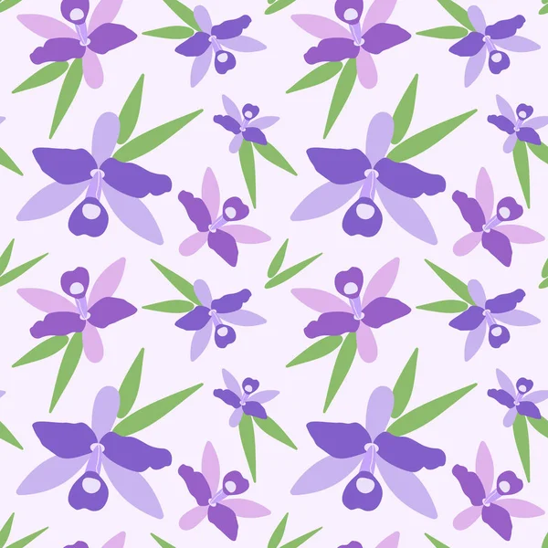 Modèle vectoriel sans couture avec orchidée, échantillon à l'intérieur — Image vectorielle