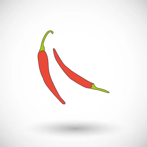 Peperoni rossi freddi, icona vettoriale con ombra rotonda — Vettoriale Stock