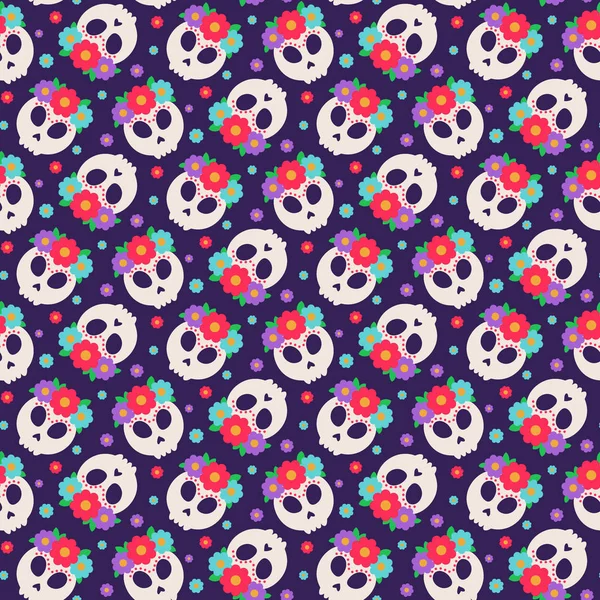 Seamless vector pattern with skulls — Stock Vector