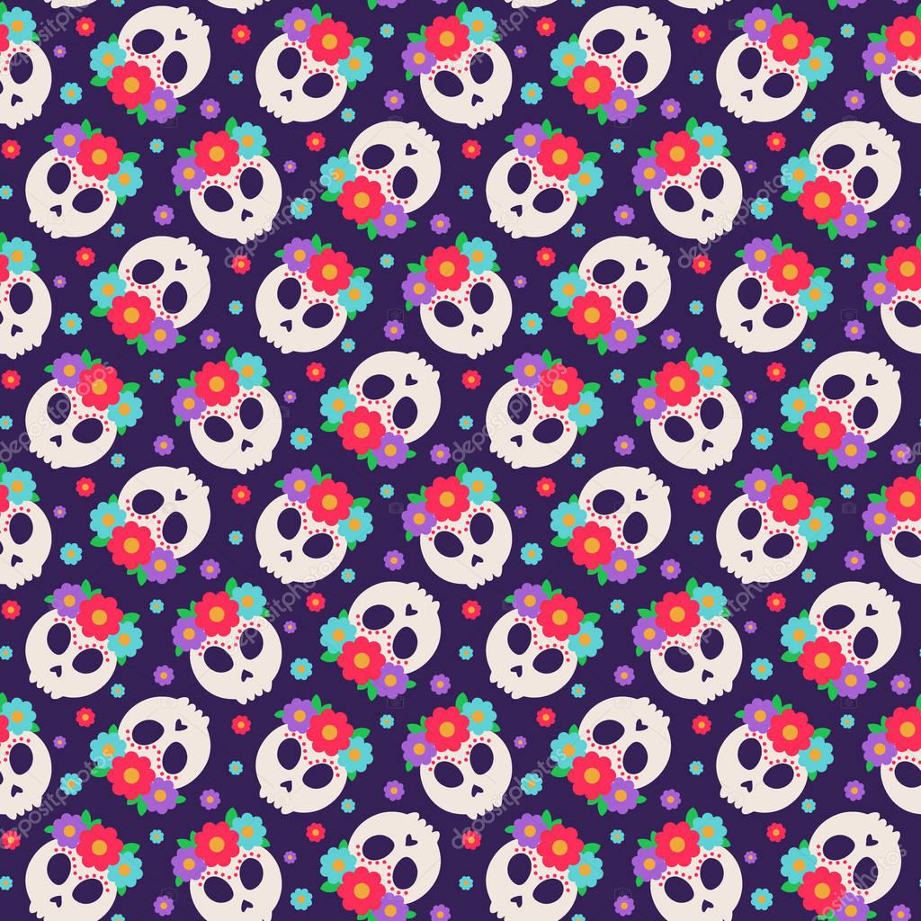 Seamless vector pattern with skulls
