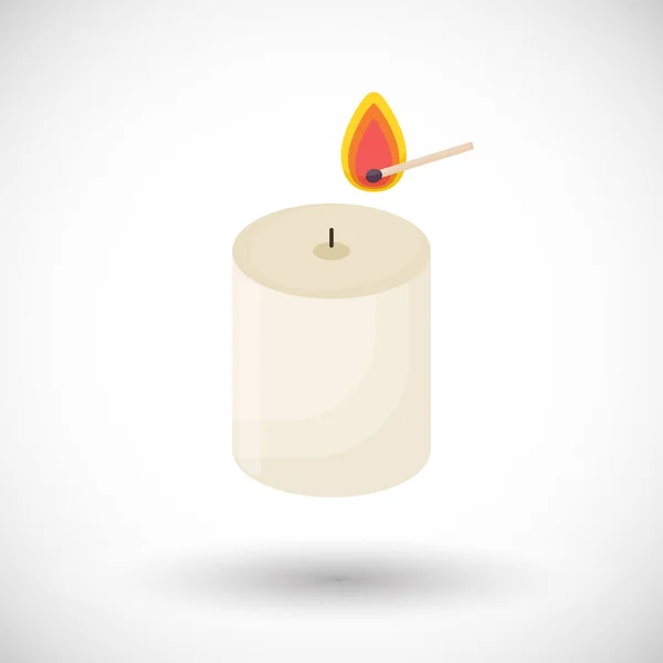 Candle and matchstick vector flat icon — Stock Vector