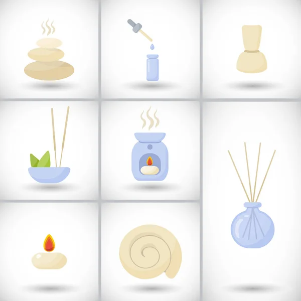 Spa platte vector icons set — Stockvector