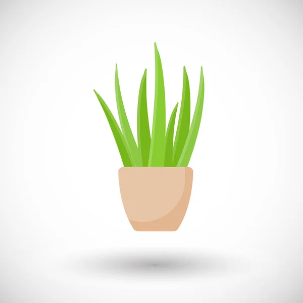 Aloe Vera Pflanze im Topf Vektor flaches Symbol — Stockvektor