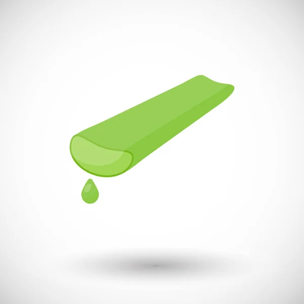 Planta de aloe vera con el icono plano del vector de gota de jugo — Vector de stock