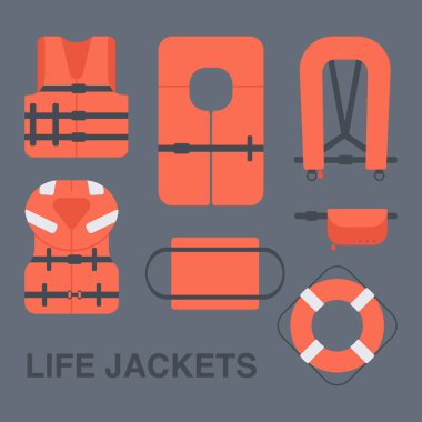 Can yelekleri türleri düz Icons set vektör