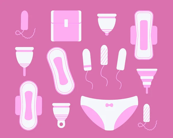 Vrouwelijke hygiëne platte vector icons set — Stockvector