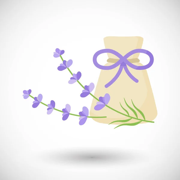 Aromatherapie Beutel mit Lavendelvektor flaches Symbol — Stockvektor
