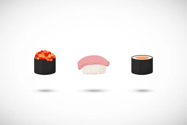 Sushi vector iconos planos conjunto — Archivo Imágenes Vectoriales