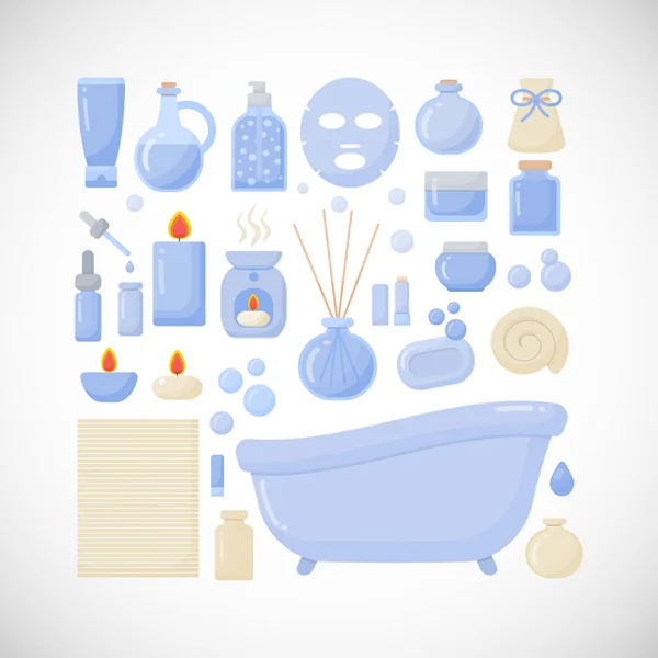 Cuarto de baño vector iconos planos — Vector de stock