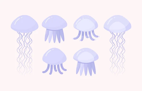 Conjunto de ícones plano vetorial medusa — Vetor de Stock