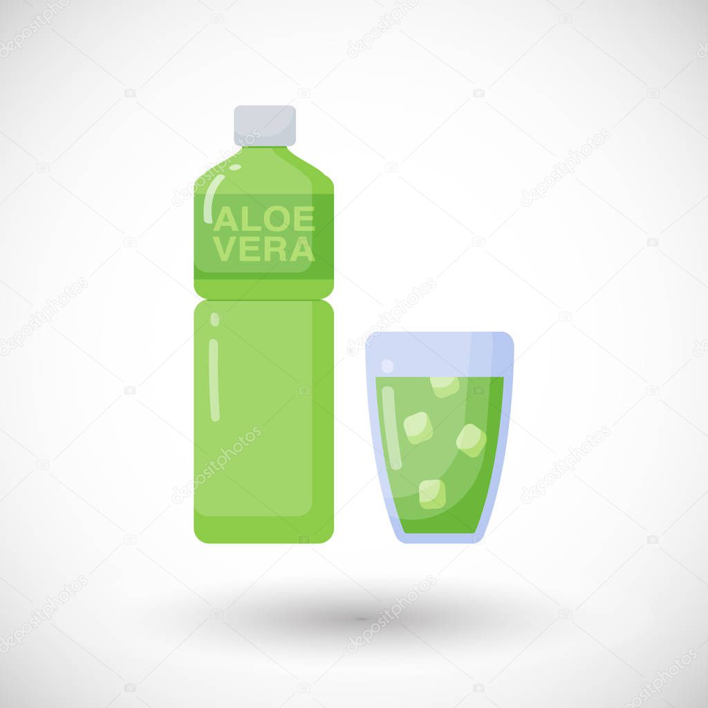 Aloe vera drink vector flat icon