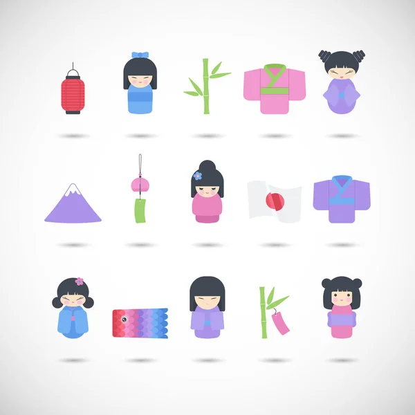 Ensemble d'icônes plates vectorielles Japon — Image vectorielle