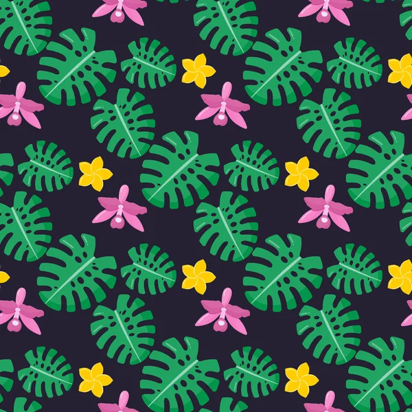 Tropische planten naadloos patroon — Stockvector