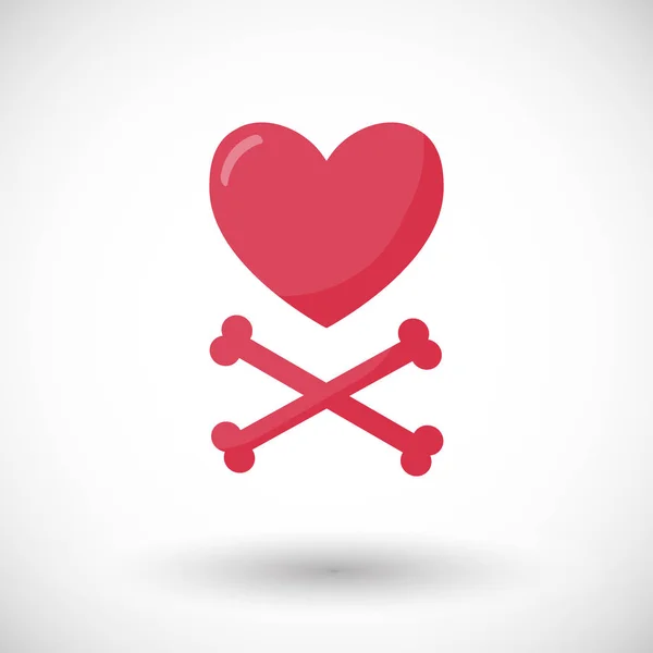 Heart and crossbones vector flat icon — Stock Vector