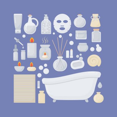 Banyo vektör düz Icons set