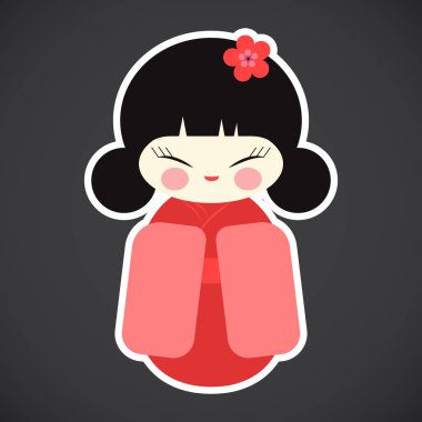 Kokeshi bebek vektör düz simgesi