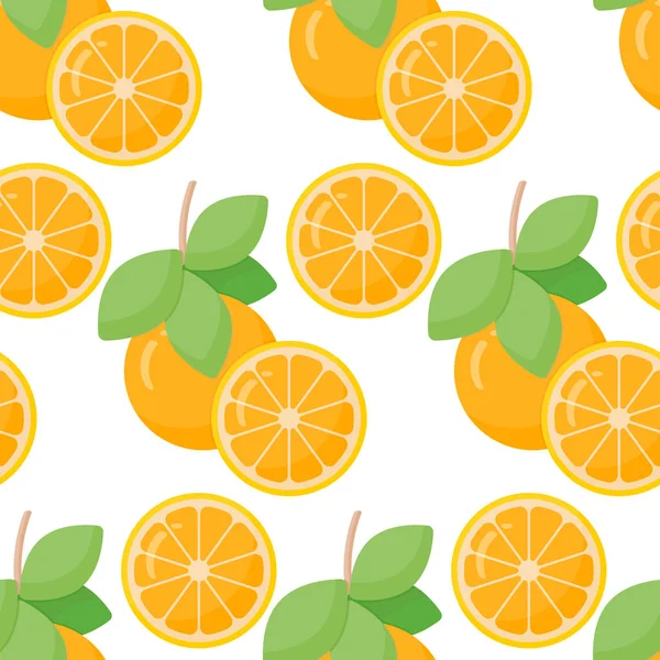 Orange fruit vector seamless pattern — Stock Vector