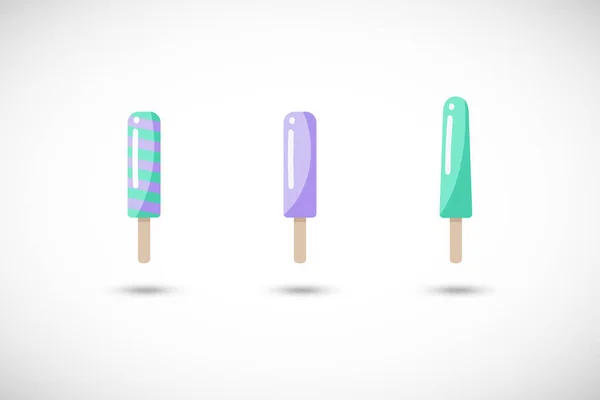 Popsicle vector flat icons set — Stock Vector