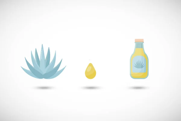 Blue agave syrup vector flat icons set — Stock Vector