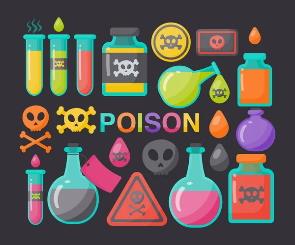 Poison vector flat icon set — Stock Vector