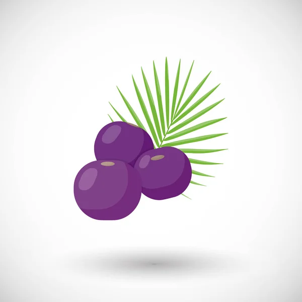 Acai çilek düz simge vektör