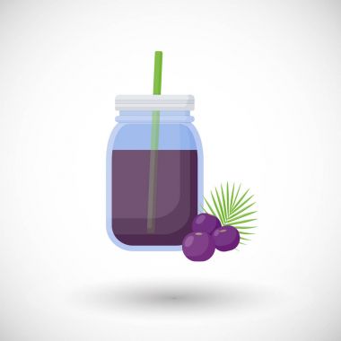 Acai çilek smoothie vektör düz simgesi