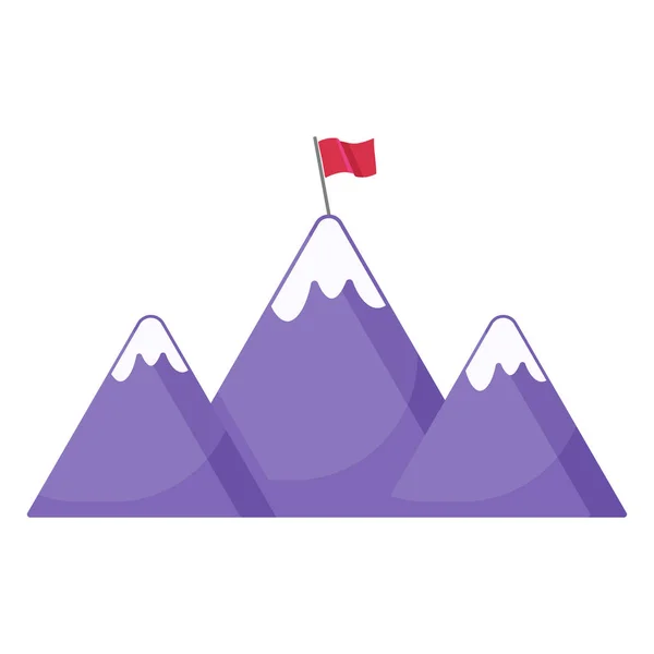 Bergen met vlag, pictogram — Stockvector
