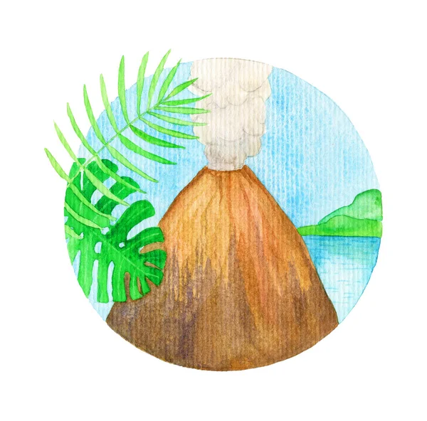 Illustration aquarelle volcan — Photo