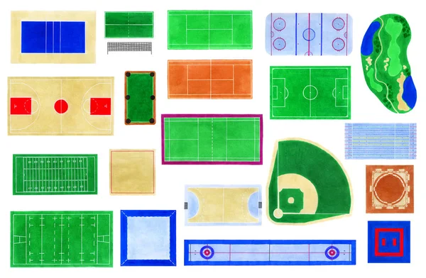 Sport fields watercolor set — Stock Image Sport fields watercolor set Stock Picture