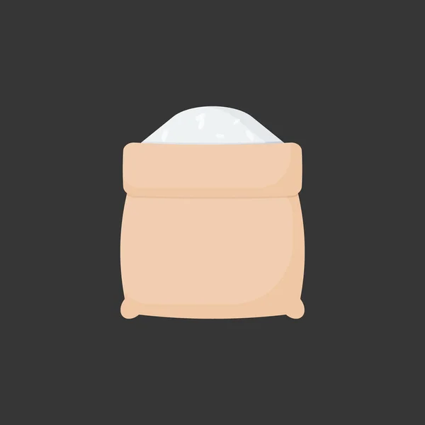 Arroz en bolsa de saco abierto vector icono plano — Vector de stock