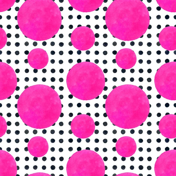 Polka dot sömlösa mönster, akvarell bakgrunden — Stockfoto