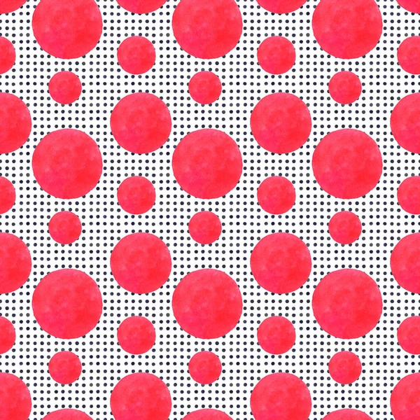 Polka dot sömlösa mönster, akvarell bakgrunden — Stockfoto