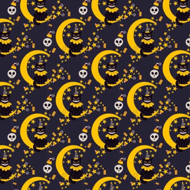 Vintage Halloween vektör seamless modeli