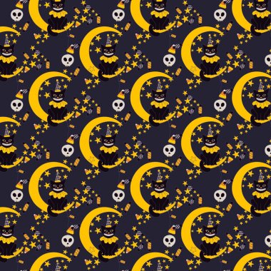 Vintage Halloween vektör seamless modeli