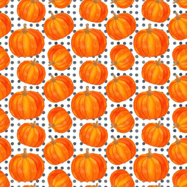 Pumpkin seamless pattern, fall harvest watercolor Thanksgiving