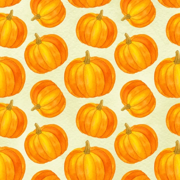 Motif sans couture citrouille, aquarelle de récolte d'automne Thanksgiving — Photo