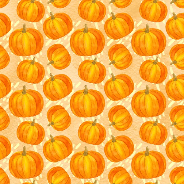 호박 완벽 한 패턴가 수확 수채화 추수 감사절 — 스톡 사진