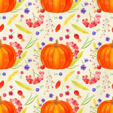 Kabak düzenleme seamless modeli, sonbaharda hasat suluboya 