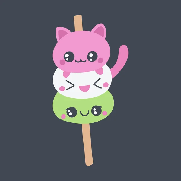 Dango ou mochi ilustração vetor doodle —  Vetores de Stock