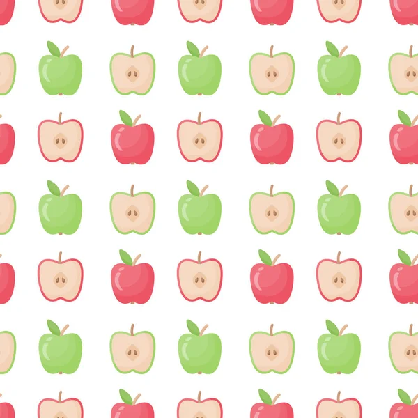 Яблочный бесшовный узор, плоская иллюстрация дизайна — стоковый вектор