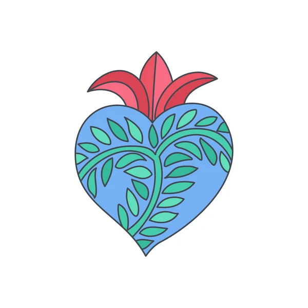 Kutsal yürek vektör simge doodle — Stok Vektör