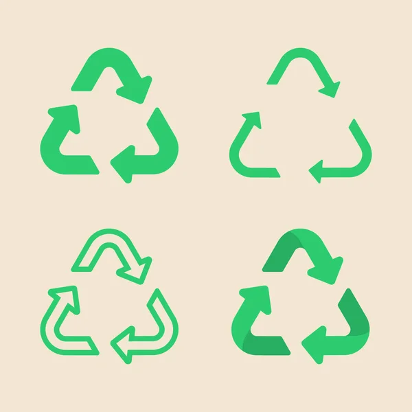 Univerzální recyklační symbol ploché ikony nastavit — Stockový vektor