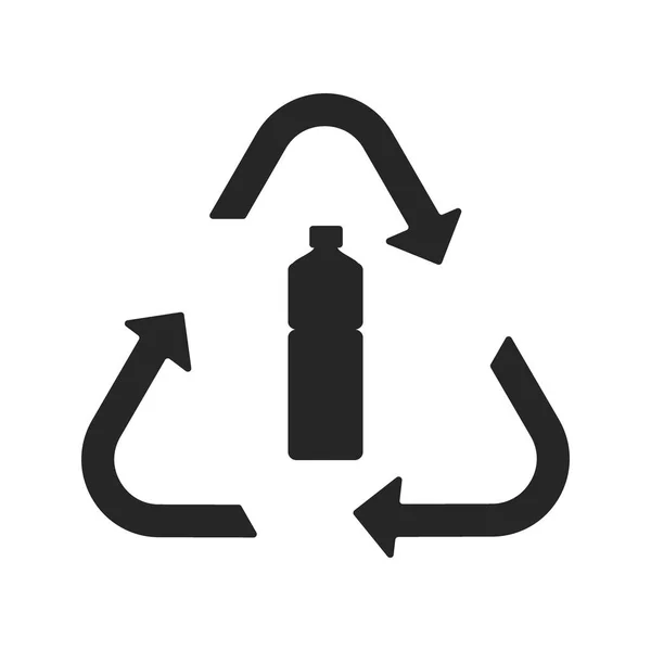 Símbolo de reciclagem de plástico ícone plano — Vetor de Stock