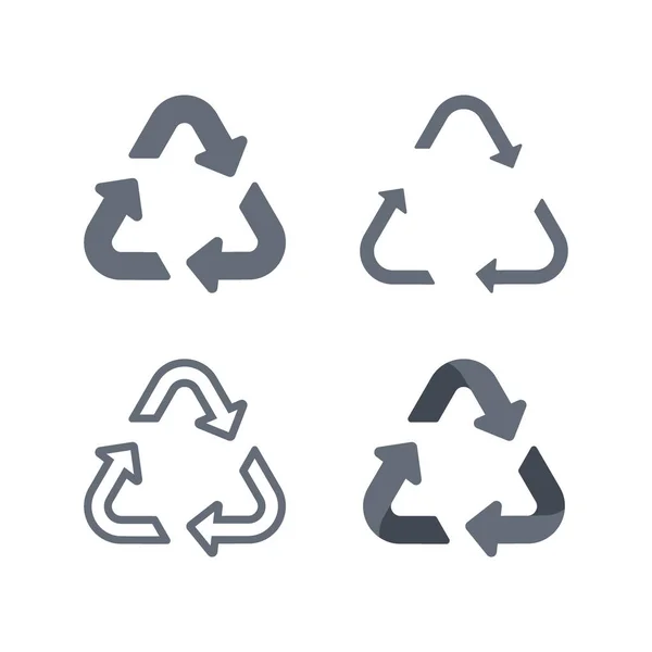 Universele Recycling Symbool Platte Pictogrammenset Verzameling Van Platte Ontwerp Van — Stockvector